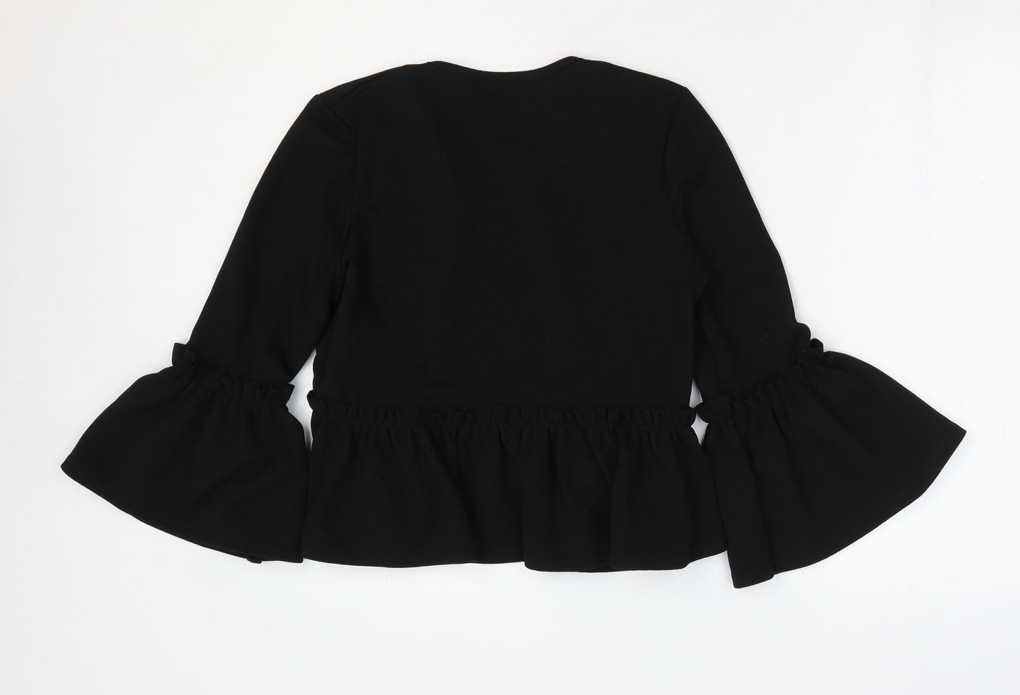 PRETTYLITTLETHING Womens Black Jacket Size 8 - Peplum Bell Sleeve
