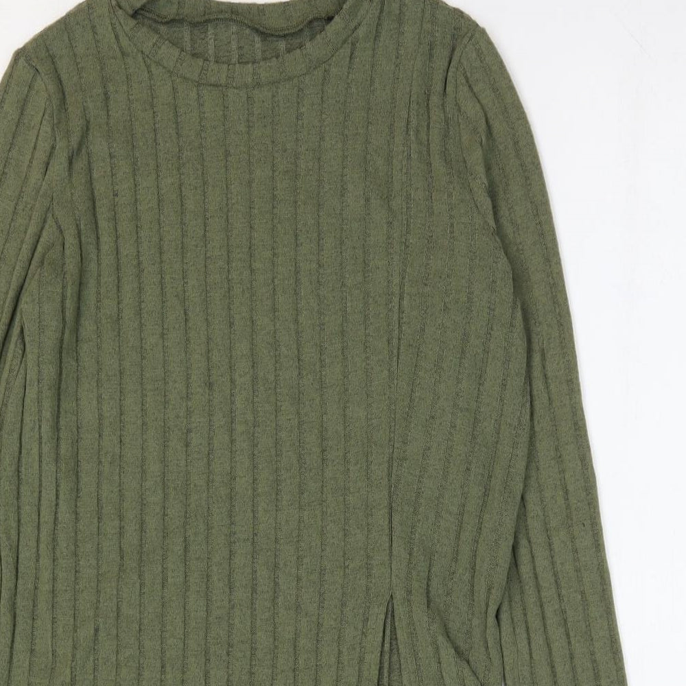 SheIn Womens Green Polyester Tunic Blouse Size L Round Neck