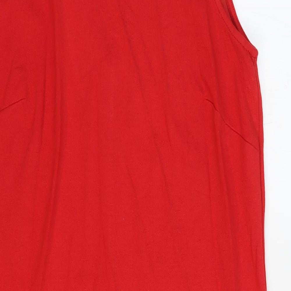 F&F Womens Red Viscose Shift Size 14 Round Neck Pullover