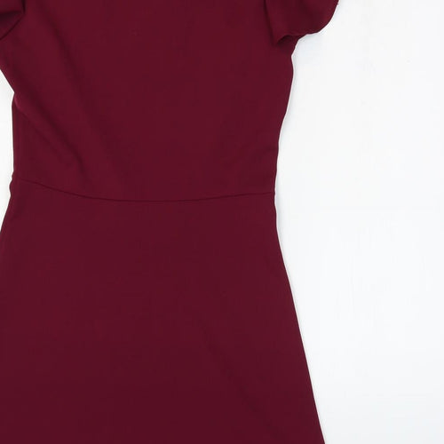 Boohoo Womens Purple Polyester Fit & Flare Size 8 Boat Neck Pullover