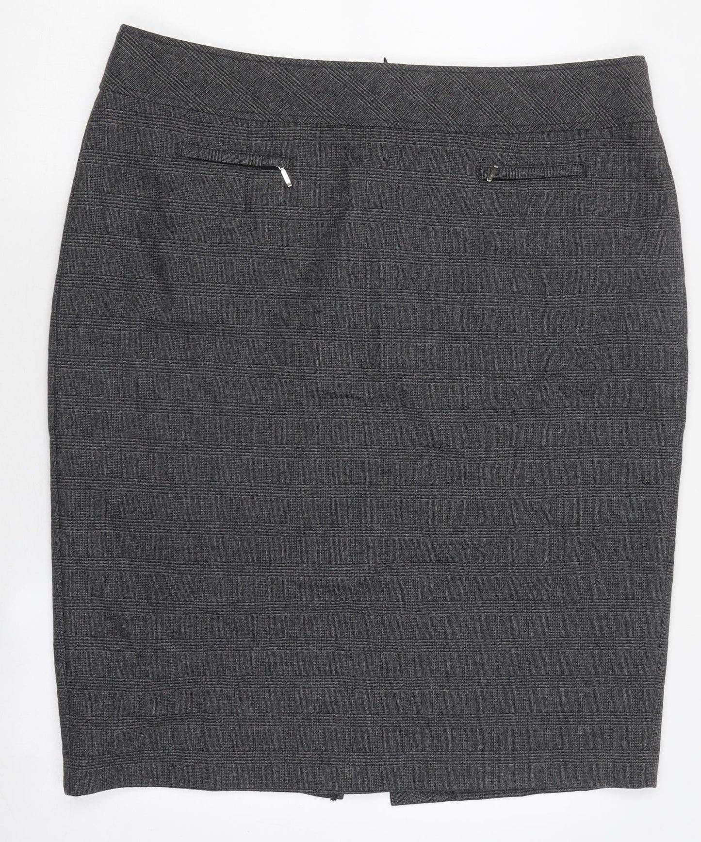 Marks and Spencer Womens Grey Polyester Straight & Pencil Skirt Size 18 Zip