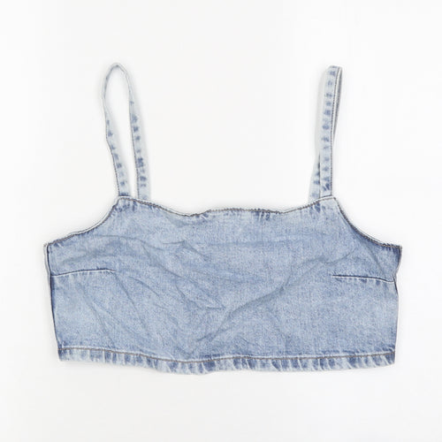 Divided Womens Blue 100% Cotton Cropped T-Shirt Size 6 Sweetheart