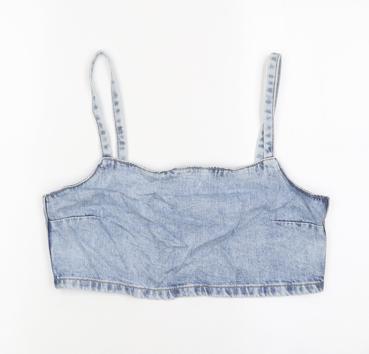 Divided Womens Blue 100% Cotton Cropped T-Shirt Size 6 Sweetheart
