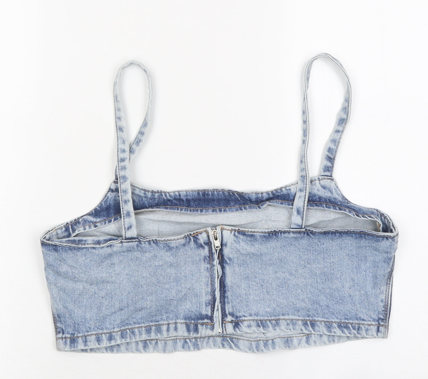 Divided Womens Blue 100% Cotton Cropped T-Shirt Size 6 Sweetheart
