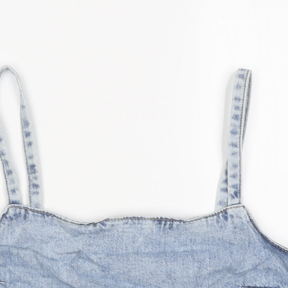 Divided Womens Blue 100% Cotton Cropped T-Shirt Size 6 Sweetheart
