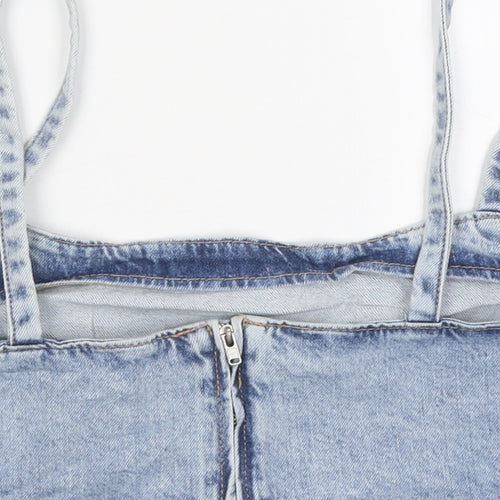 Divided Womens Blue 100% Cotton Cropped T-Shirt Size 6 Sweetheart