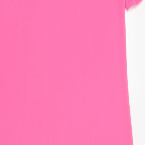 Marks and Spencer Womens Pink Polyester Shirt Dress Size 10 Round Neck Pullover