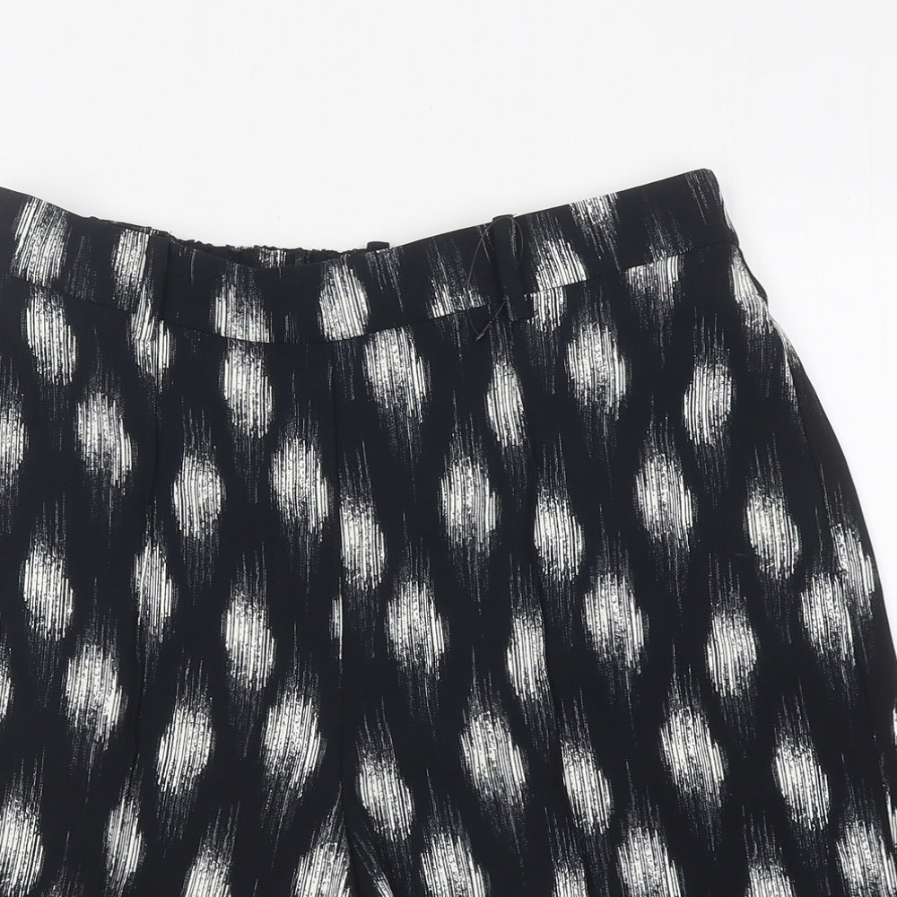 Marks and Spencer Womens Black Geometric Polyester Paperbag Shorts Size 12 L19 in Regular Pull On