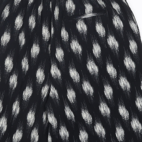 Marks and Spencer Womens Black Geometric Polyester Paperbag Shorts Size 12 L19 in Regular Pull On