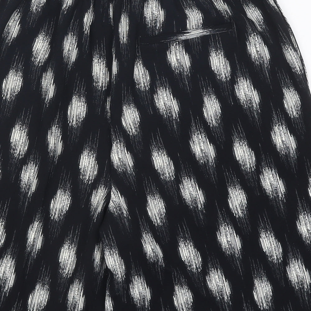 Marks and Spencer Womens Black Geometric Polyester Paperbag Shorts Size 12 L19 in Regular Pull On