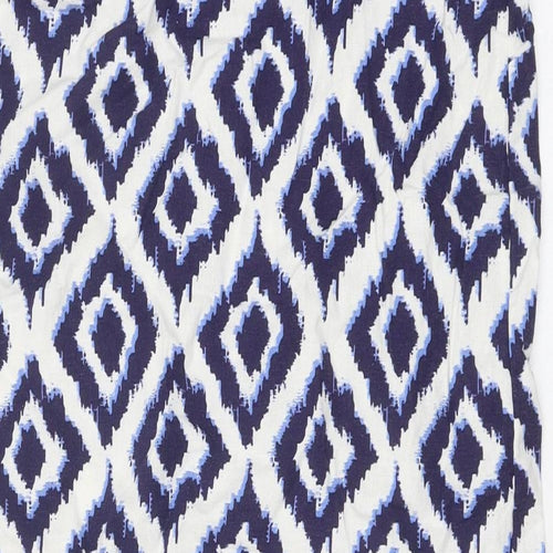 Marks and Spencer Womens Blue Geometric Polyester A-Line Size 6 Round Neck Pullover