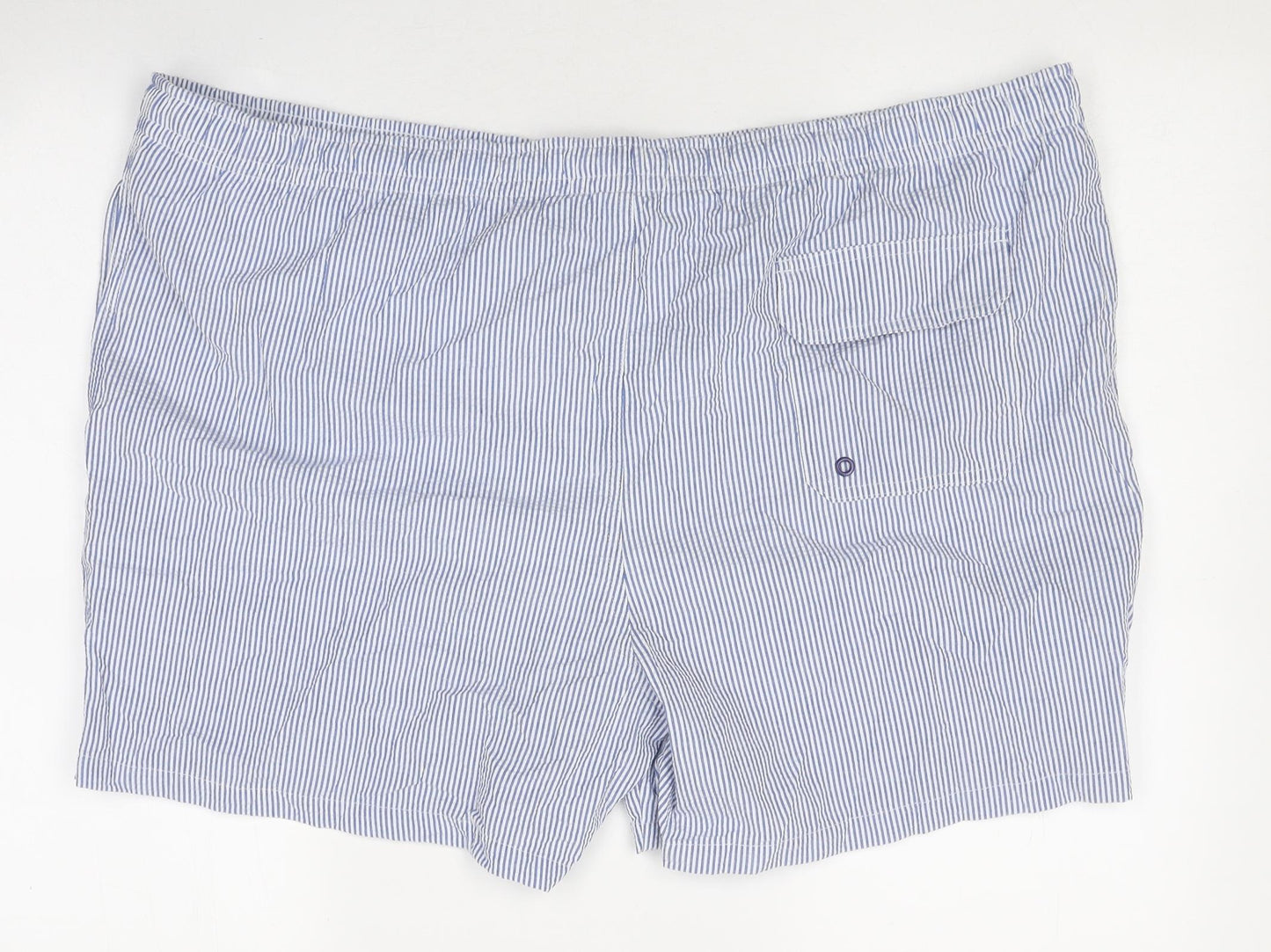 Marks and Spencer Mens Blue Striped Polyester Sweat Shorts Size 3XL L16 in Regular Drawstring