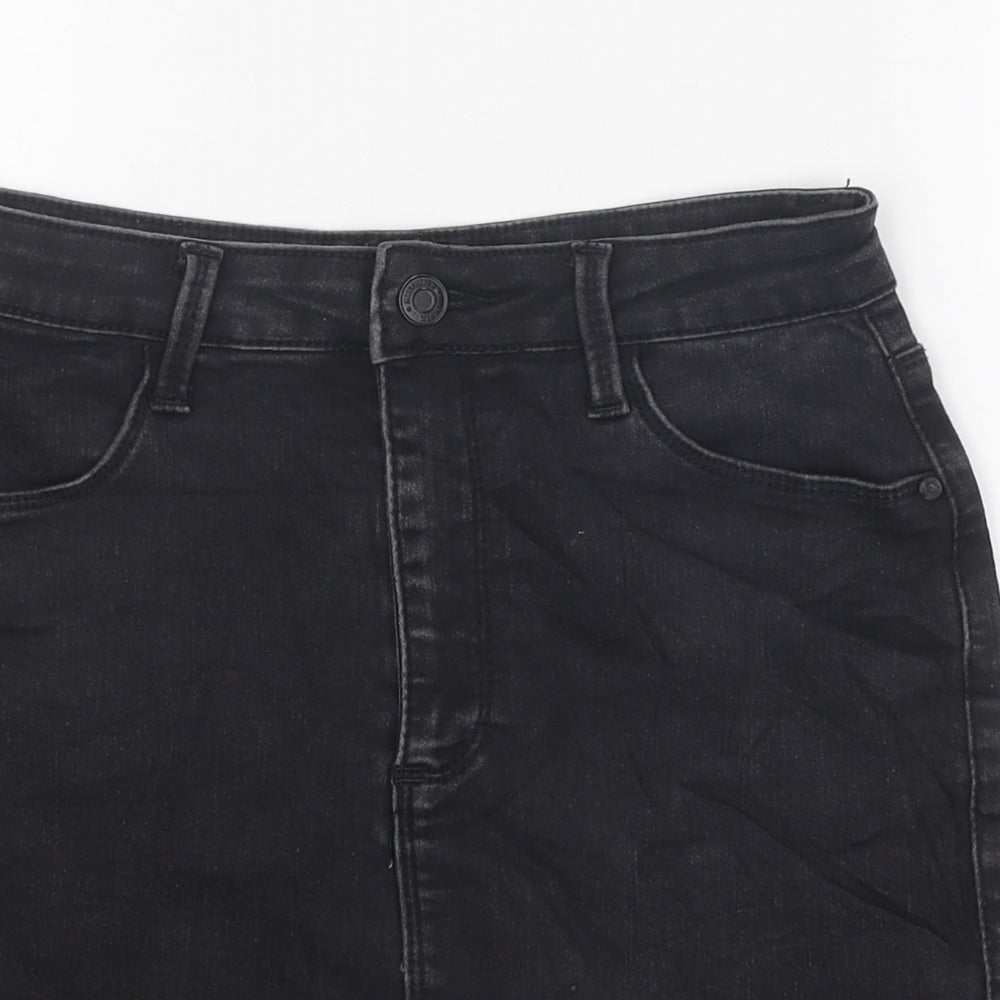 Missguided Womens Blue Cotton Mini Skirt Size 10 Zip