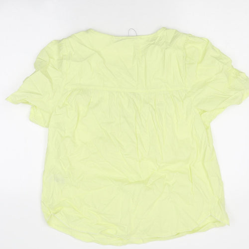 Marks and Spencer Womens Green Polyester Basic T-Shirt Size 12 Round Neck - Lime Green