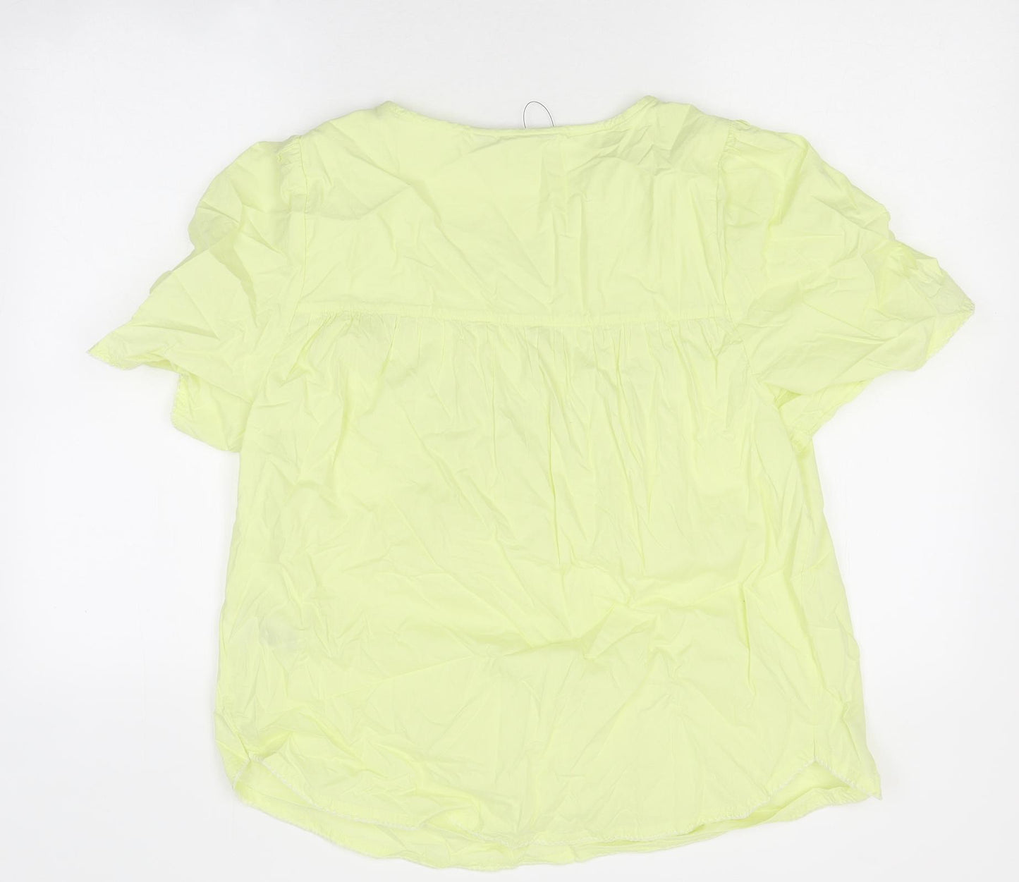 Marks and Spencer Womens Green Polyester Basic T-Shirt Size 12 Round Neck - Lime Green