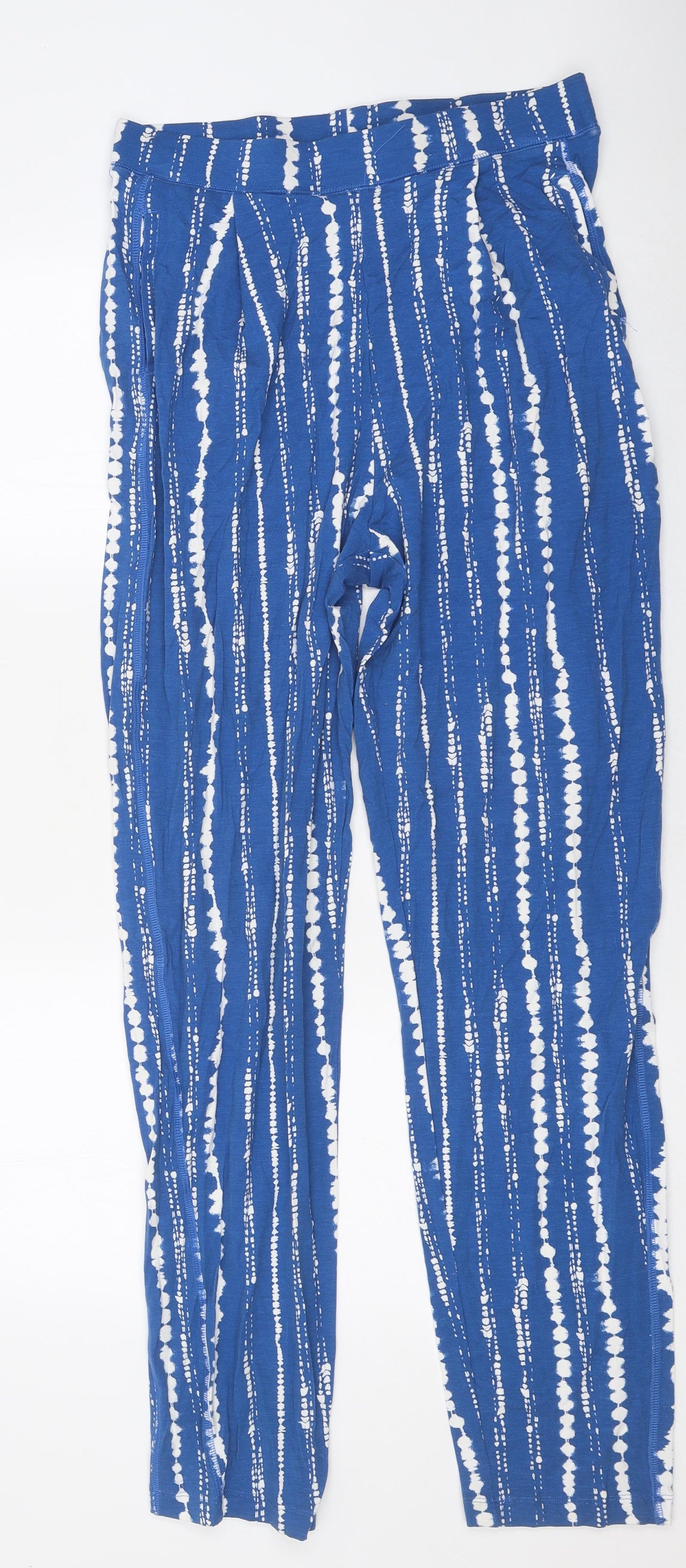 Marks and Spencer Womens Blue Striped Polyester Capri Leggings Size 12 L41 in