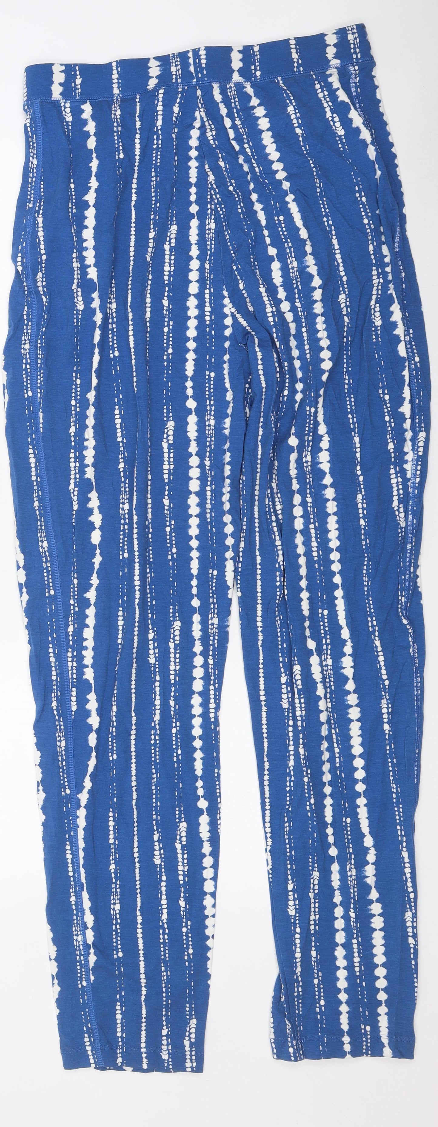 Marks and Spencer Womens Blue Striped Polyester Capri Leggings Size 12 L41 in