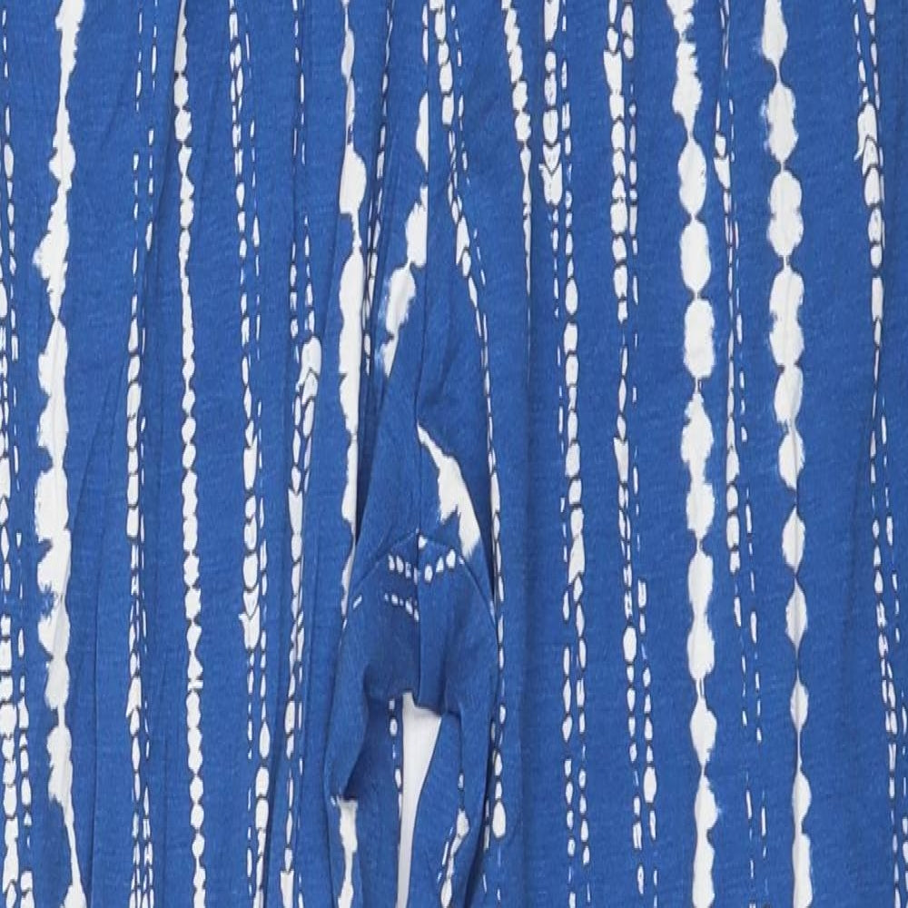Marks and Spencer Womens Blue Striped Polyester Capri Leggings Size 12 L41 in
