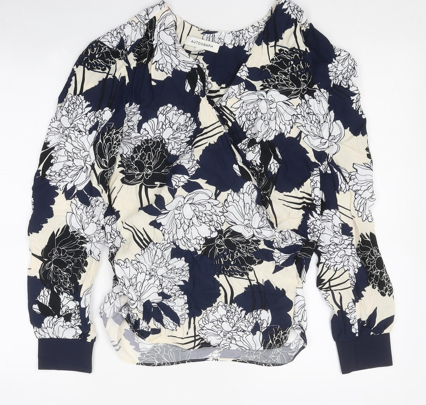 Marks and Spencer Womens Multicoloured Floral Polyester Wrap Blouse Size 8 Sweetheart