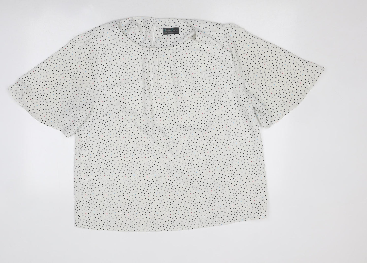 Uniform Express Womens Multicoloured Polka Dot Polyester Basic T-Shirt Size 16 Round Neck