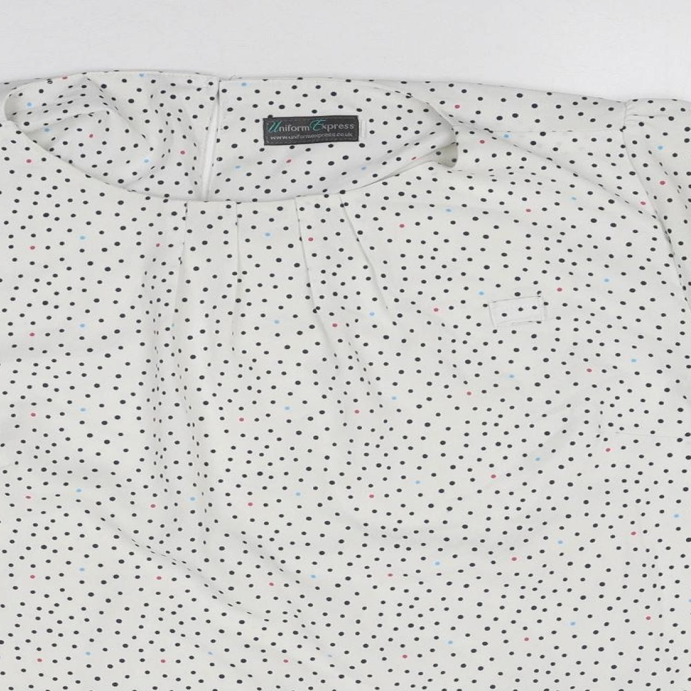 Uniform Express Womens Multicoloured Polka Dot Polyester Basic T-Shirt Size 16 Round Neck