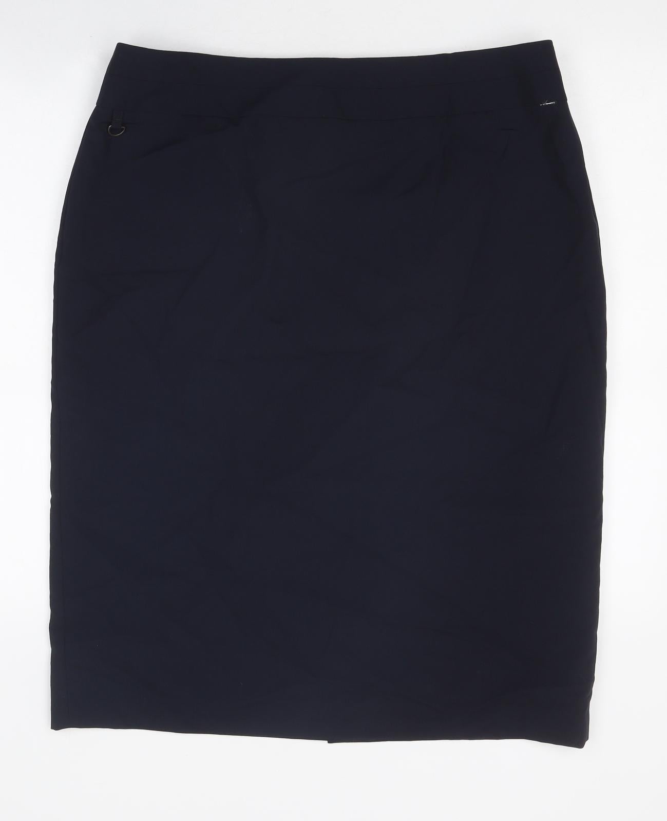 Uniform Express Womens Blue Polyester A-Line Skirt Size 16 Zip