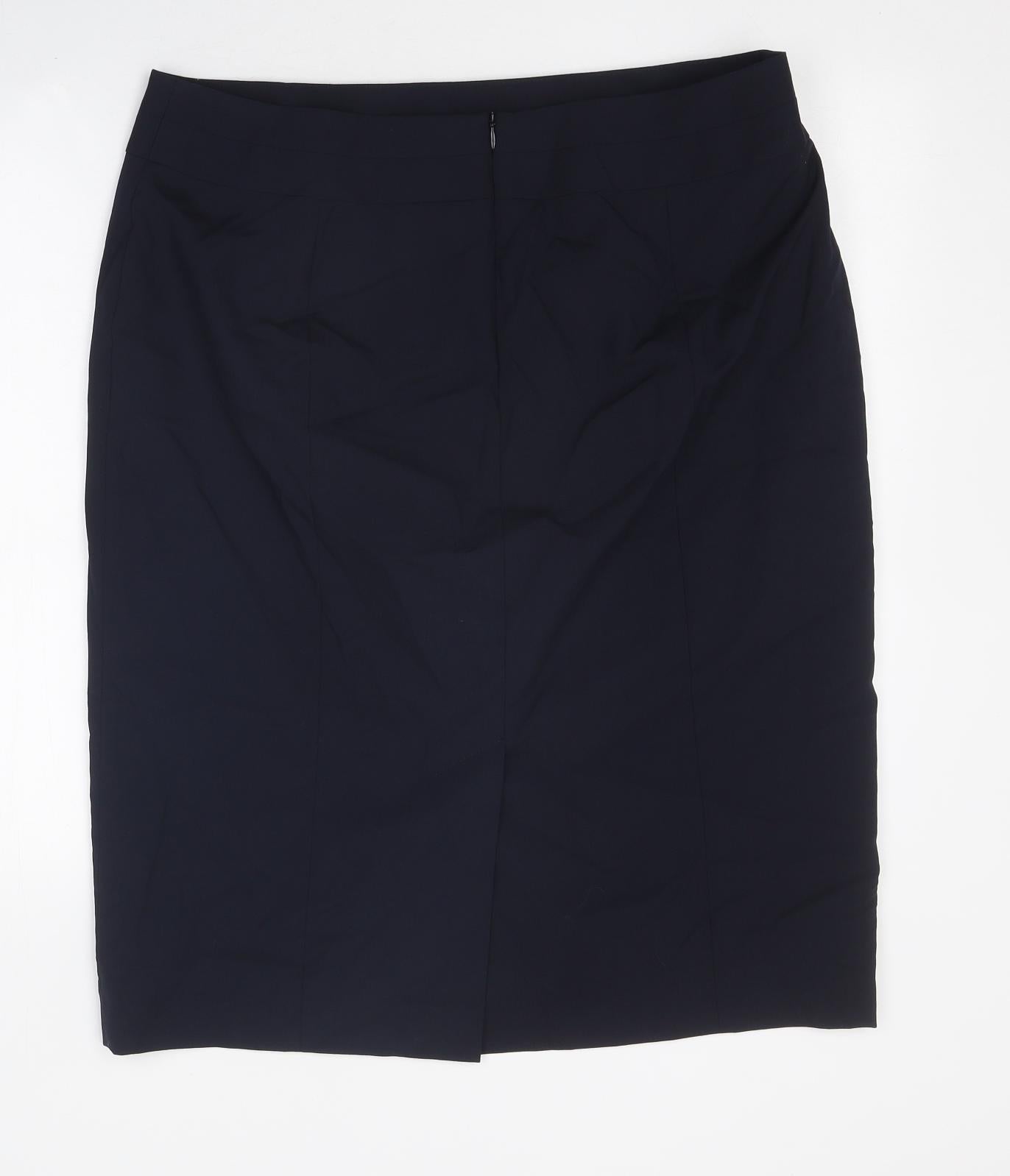 Uniform Express Womens Blue Polyester A-Line Skirt Size 16 Zip