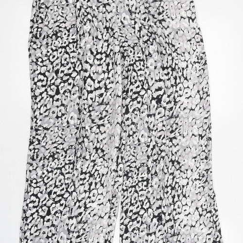 Marks and Spencer Womens Multicoloured Animal Print Polyester Trousers Size 8 L27 in Regular Drawstring - Leopard Print