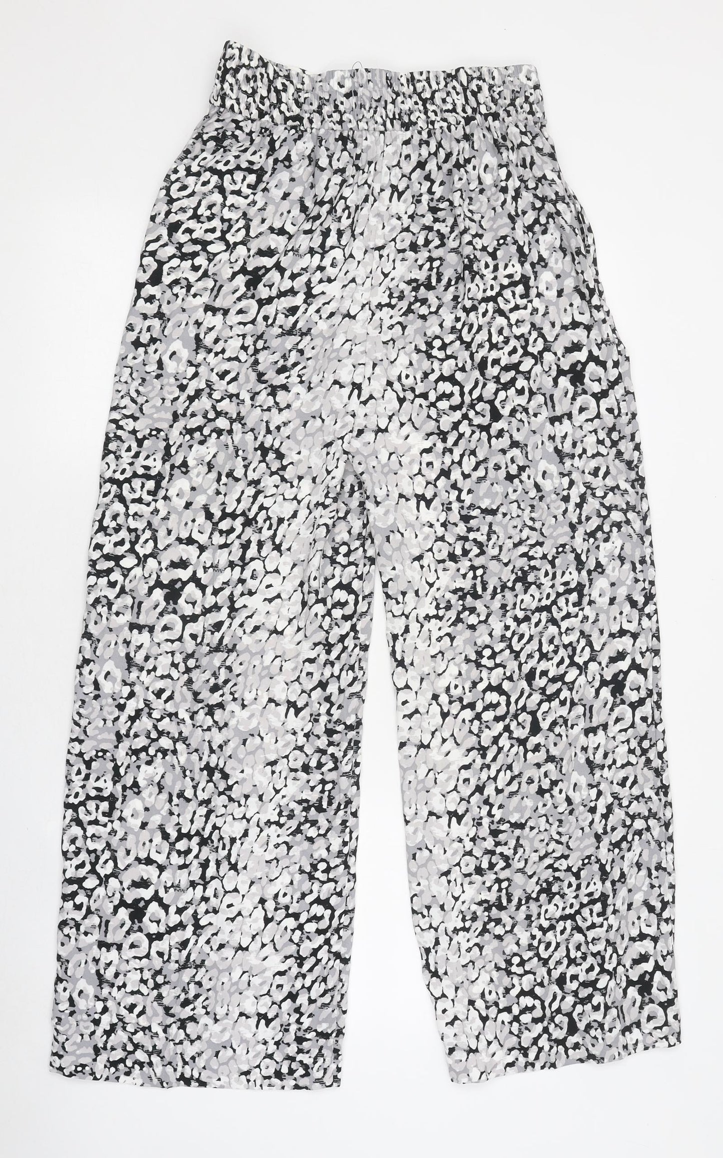 Marks and Spencer Womens Multicoloured Animal Print Polyester Trousers Size 8 L27 in Regular Drawstring - Leopard Print