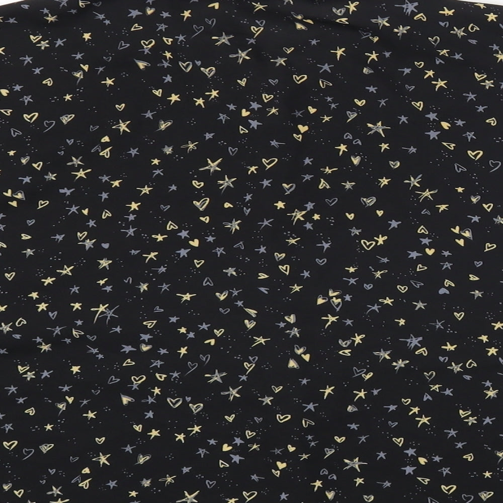 Primark Womens Black Geometric Polyester Basic Button-Up Size 14 Collared