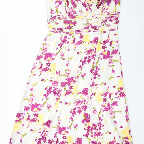 Kaleidoscope Womens Multicoloured Floral Polyester Ball Gown Size 14 V-Neck Zip