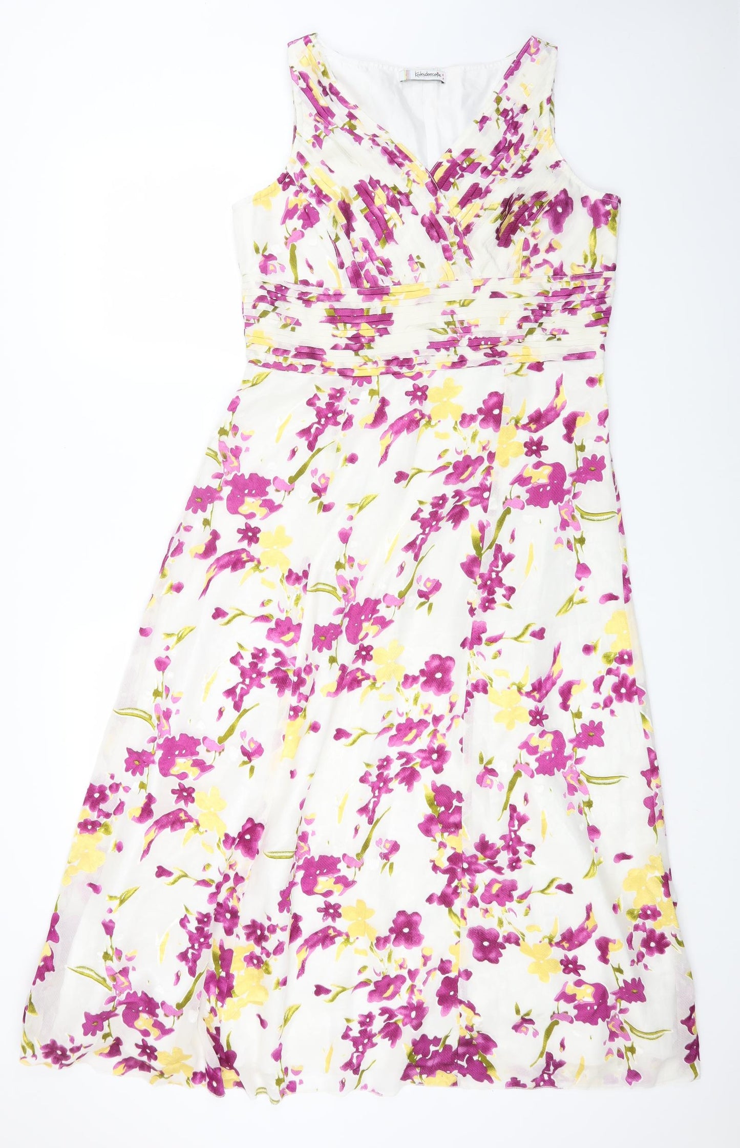 Kaleidoscope Womens Multicoloured Floral Polyester Ball Gown Size 14 V-Neck Zip