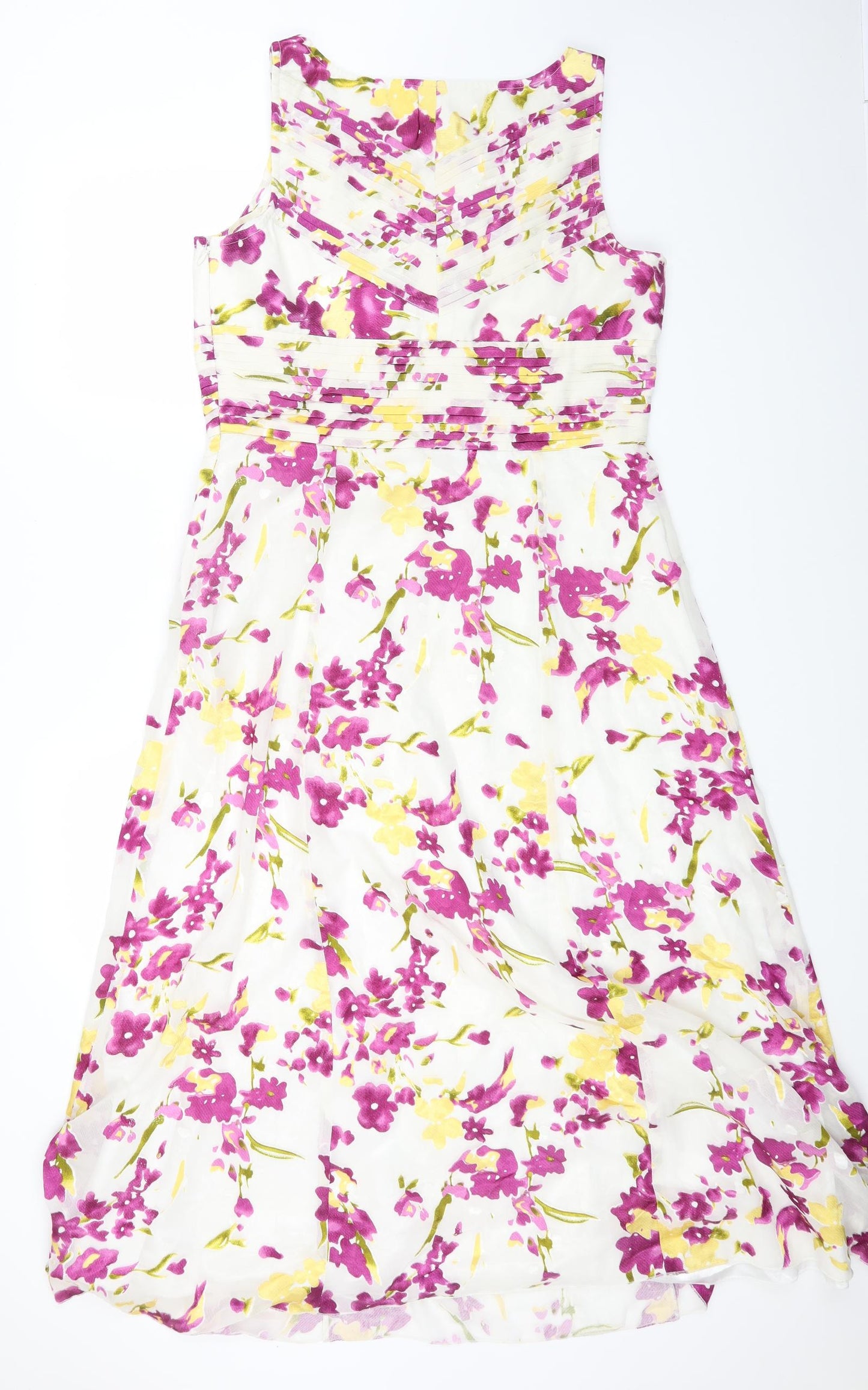 Kaleidoscope Womens Multicoloured Floral Polyester Ball Gown Size 14 V-Neck Zip