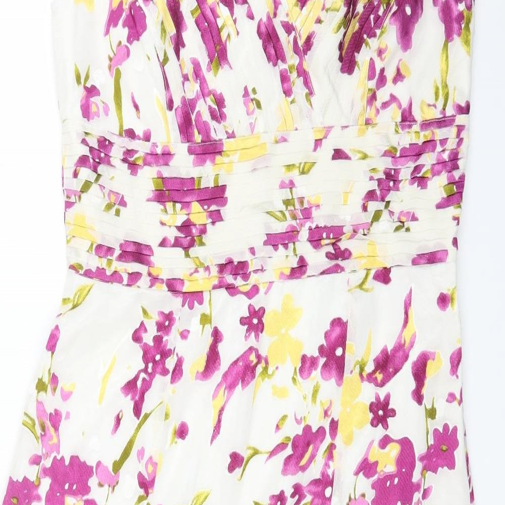 Kaleidoscope Womens Multicoloured Floral Polyester Ball Gown Size 14 V-Neck Zip