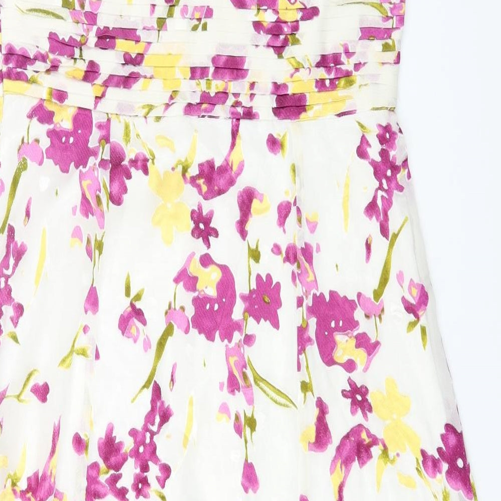 Kaleidoscope Womens Multicoloured Floral Polyester Ball Gown Size 14 V-Neck Zip