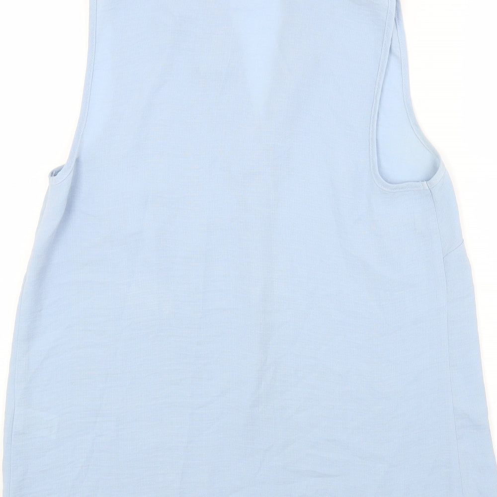 Papaya Womens Blue Polyester Basic Polo Size 12 V-Neck