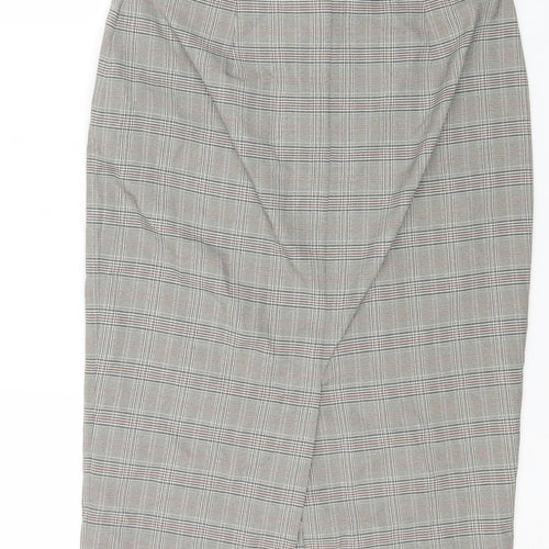 Marks and Spencer Womens Beige Check Polyester A-Line Skirt Size 6 Zip