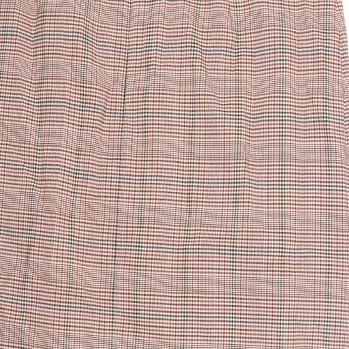 Marks and Spencer Womens Orange Check Viscose A-Line Skirt Size 20 Zip