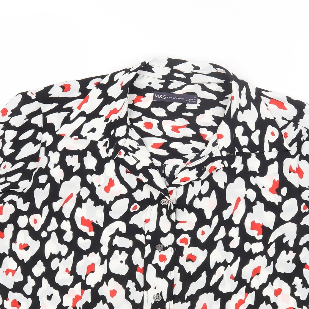 Marks and Spencer Womens Multicoloured Geometric Polyester Basic Button-Up Size 12 Collared