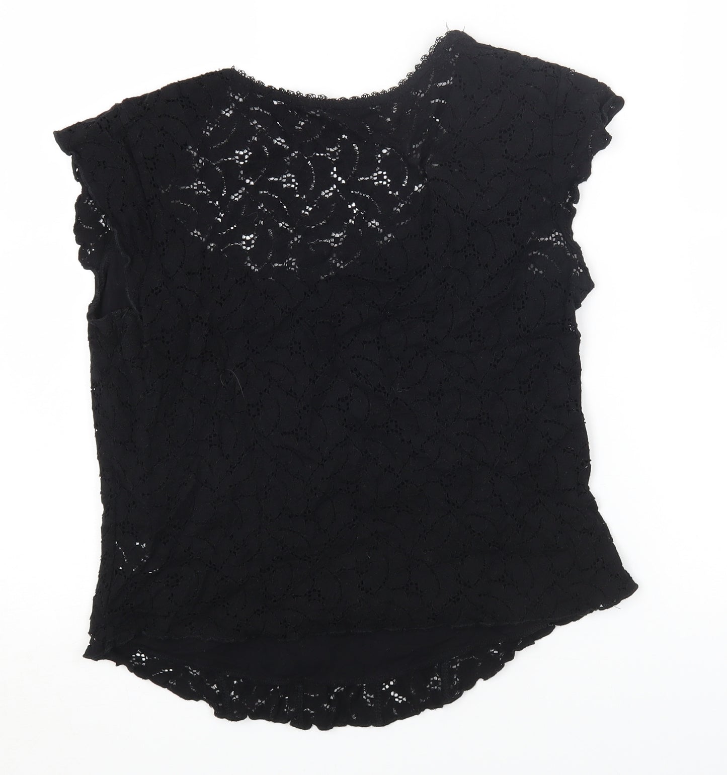 New Look Womens Black Cotton Basic T-Shirt Size 14 Round Neck