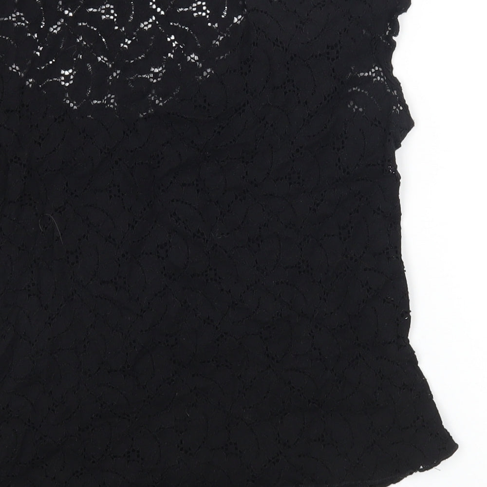 New Look Womens Black Cotton Basic T-Shirt Size 14 Round Neck