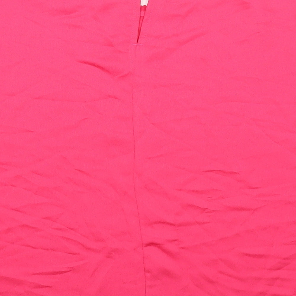 Marks and Spencer Womens Pink Polyester Basic T-Shirt Size 8 Round Neck