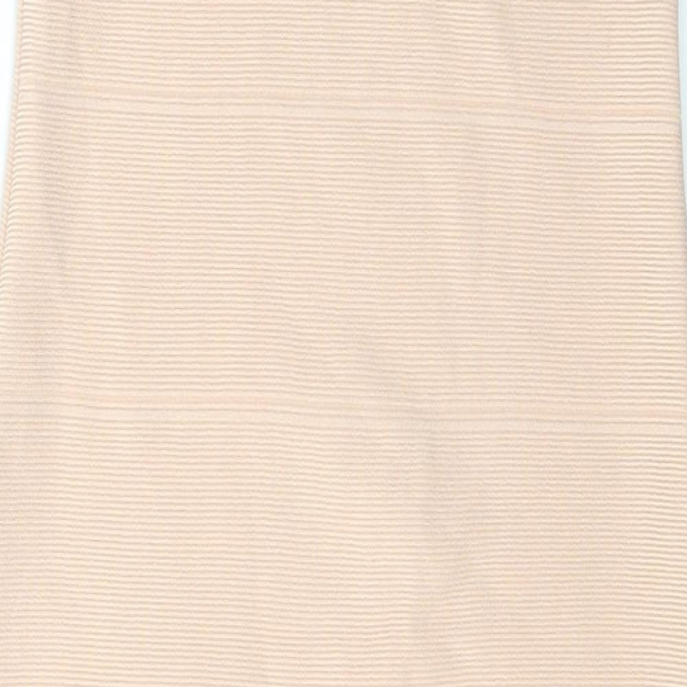 Missguided Womens Beige Polyester Bodycon Size 10 Off the Shoulder Pullover
