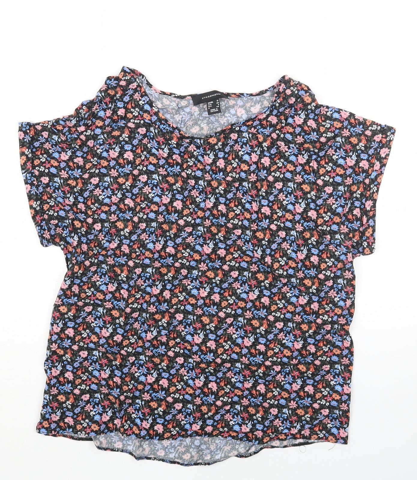 Primark Womens Multicoloured Floral Viscose Basic T-Shirt Size 12 Round Neck