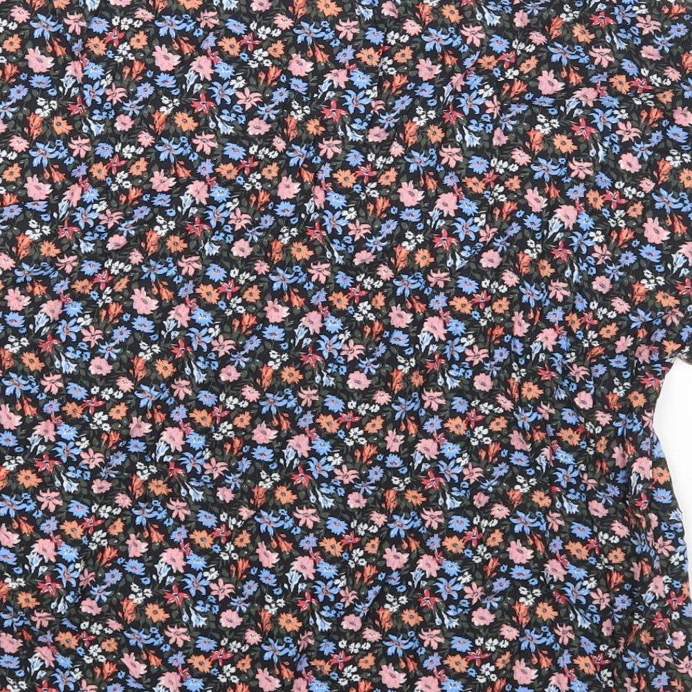 Primark Womens Multicoloured Floral Viscose Basic T-Shirt Size 12 Round Neck