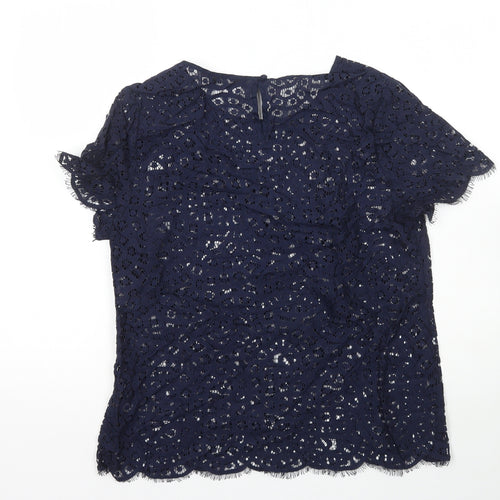 Autograph Womens Blue Polyamide Basic T-Shirt Size 12 Round Neck