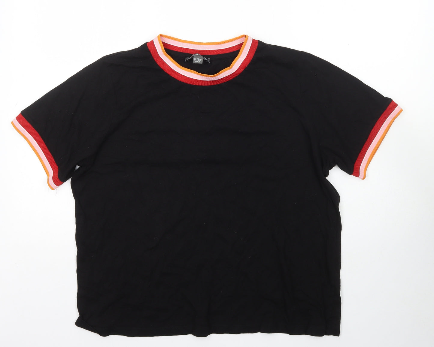 Primark Womens Black Cotton Basic T-Shirt Size XL Round Neck