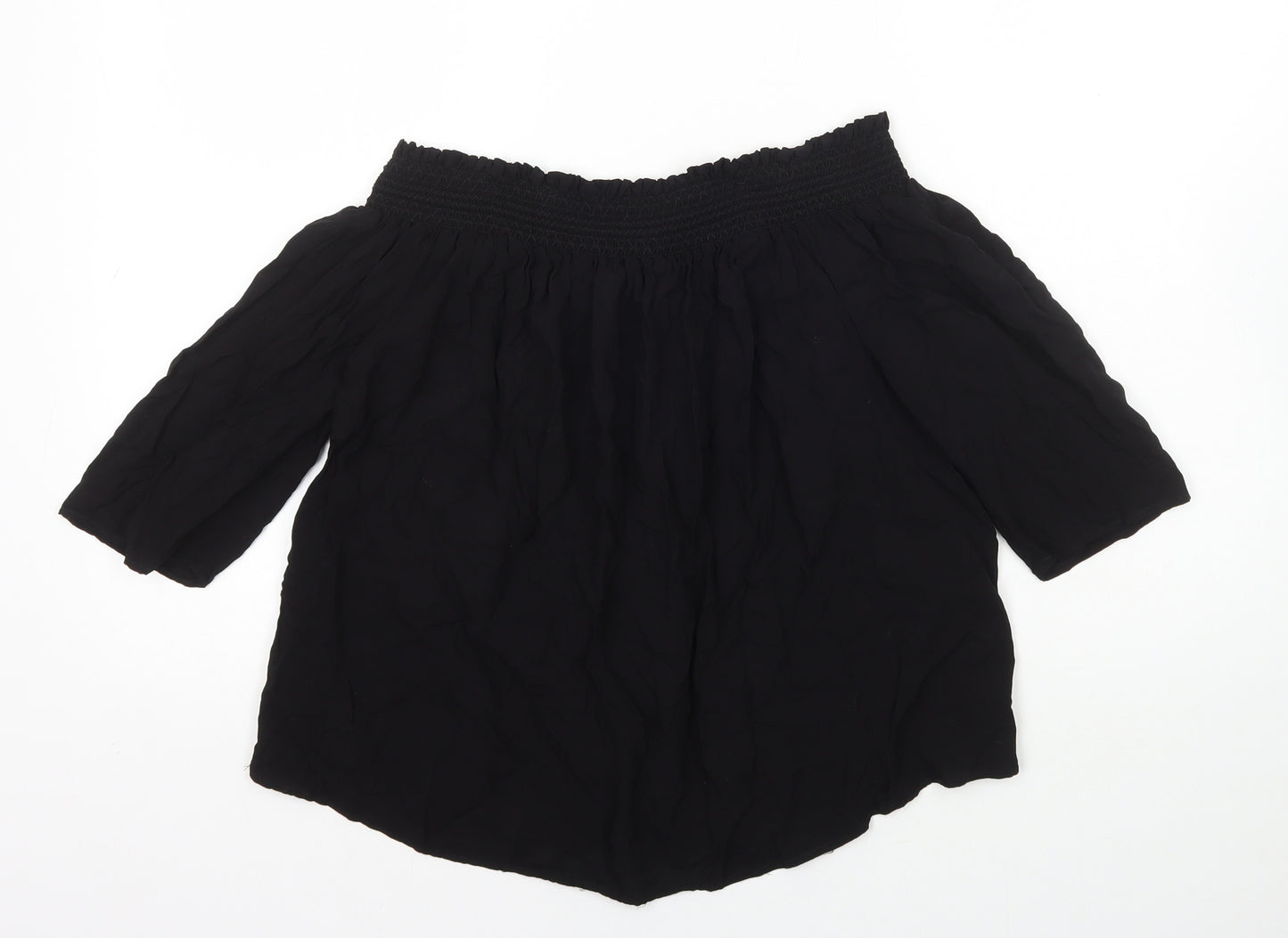 Monsoon Womens Black Viscose Basic T-Shirt Size 10 Off the Shoulder