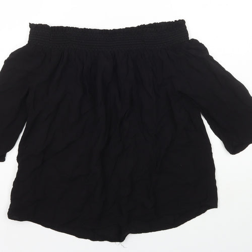 Monsoon Womens Black Viscose Basic T-Shirt Size 10 Off the Shoulder