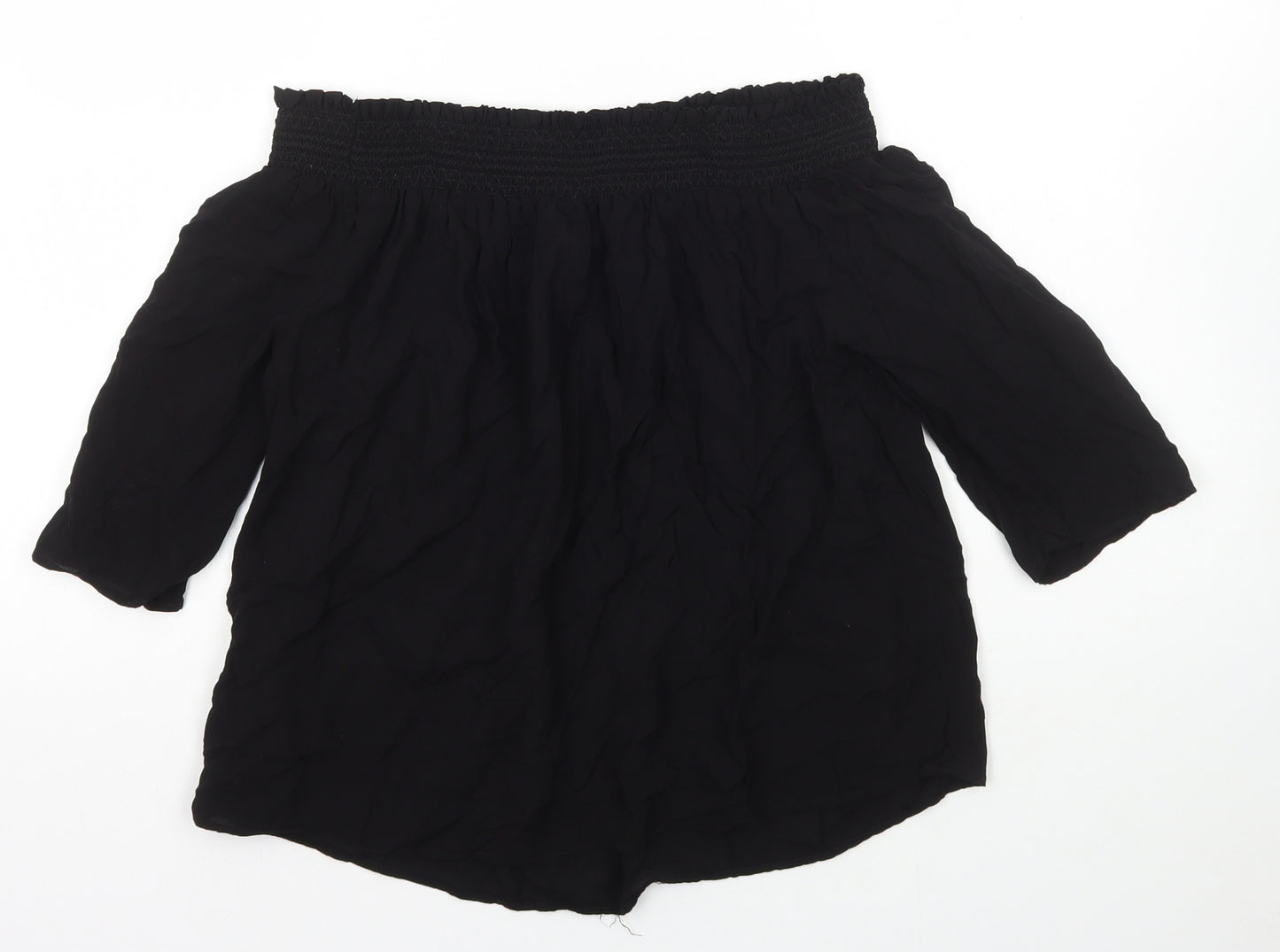 Monsoon Womens Black Viscose Basic T-Shirt Size 10 Off the Shoulder